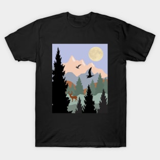 Buck and birds in the Mountains T-Shirt